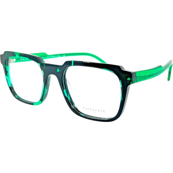 Face A Face Stamp 2 Unisex Eyeglass Frame 0427 Tort Black Green
